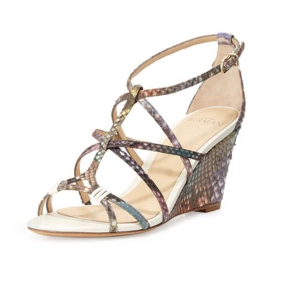 Alexandre Birman Mallica Python Wedge Sandals Size 37.5 = US 7 Retail $650 - Picture 10 of 12